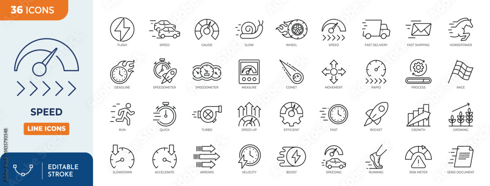 Φωτογραφία Speed icons set