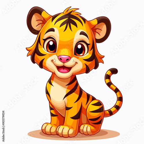 Cute Tiger Vector Illustration – Adorable Animal Cartoon Artwork for Fun Wildlife Designs

