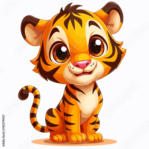 Cute Tiger Vector Illustration – Adorable Animal Cartoon Artwork for Fun Wildlife Designs

