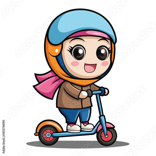 Cute girl riding a scooter (1)