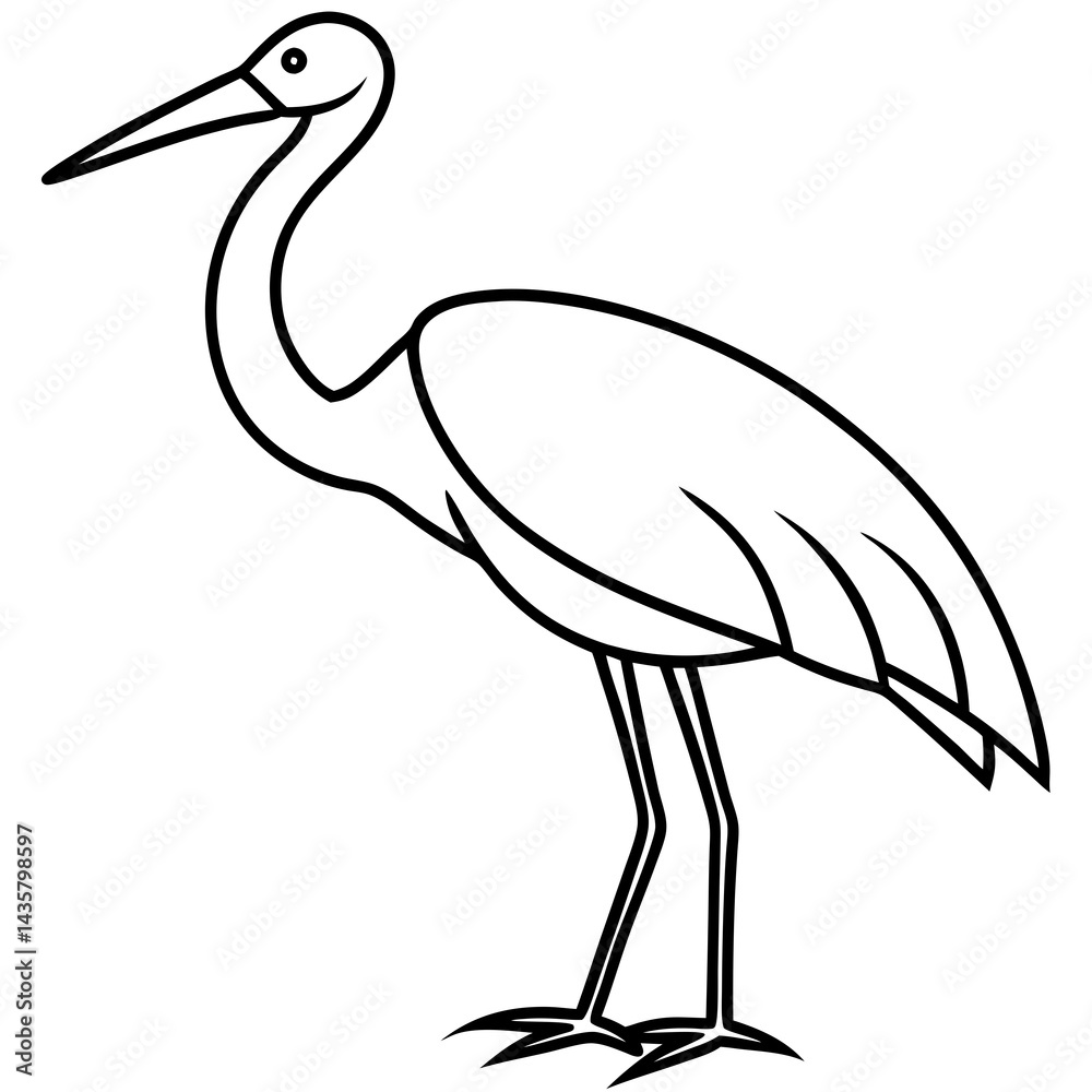 Obraz premium Graceful Stork Line Drawing