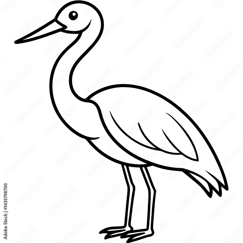 Obraz premium Graceful Stork Line Drawing