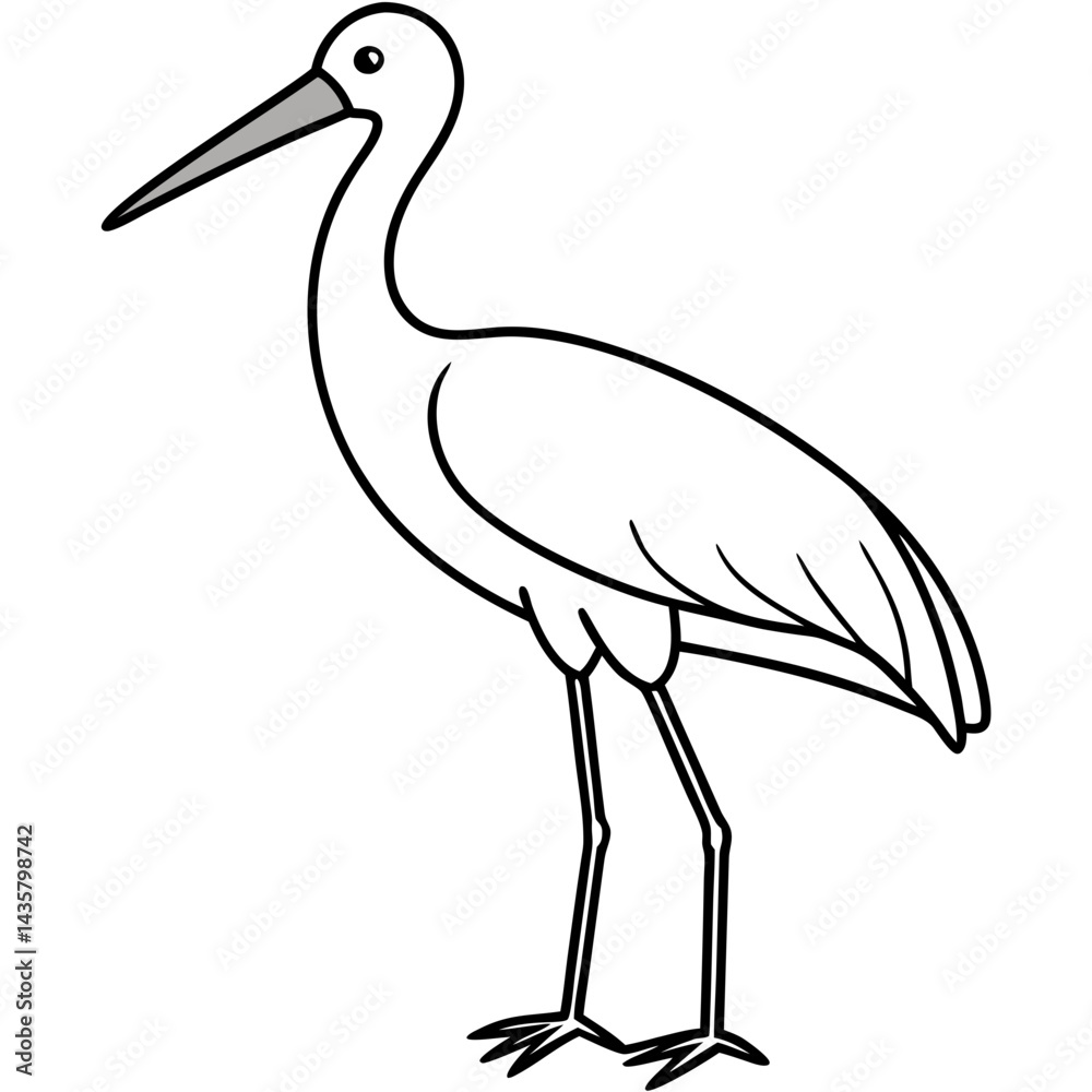 Obraz premium Graceful Stork Line Drawing