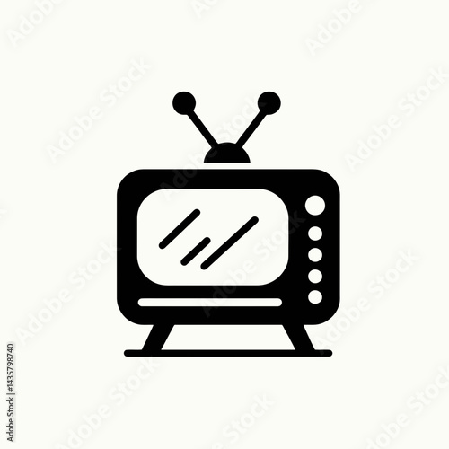  very simple flat and single minimalist Mobile TV Silhouettes in black on a white background 