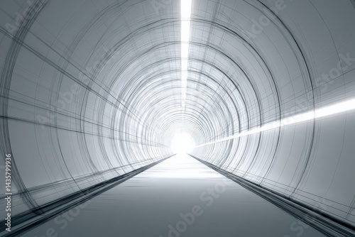 Obraz na płótnie Abstract View of Futuristic Tunnel Leading to Bright Light Source w salonie