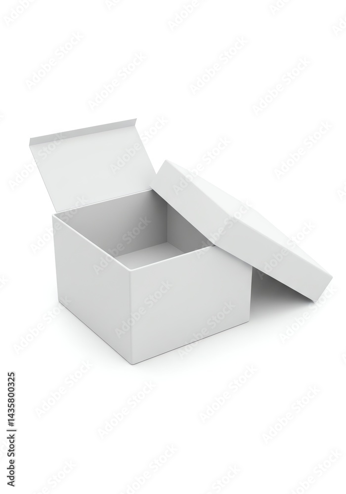 Open White Box Mockup on White Background for Presents Open White Box Mockup on White Background for Presents