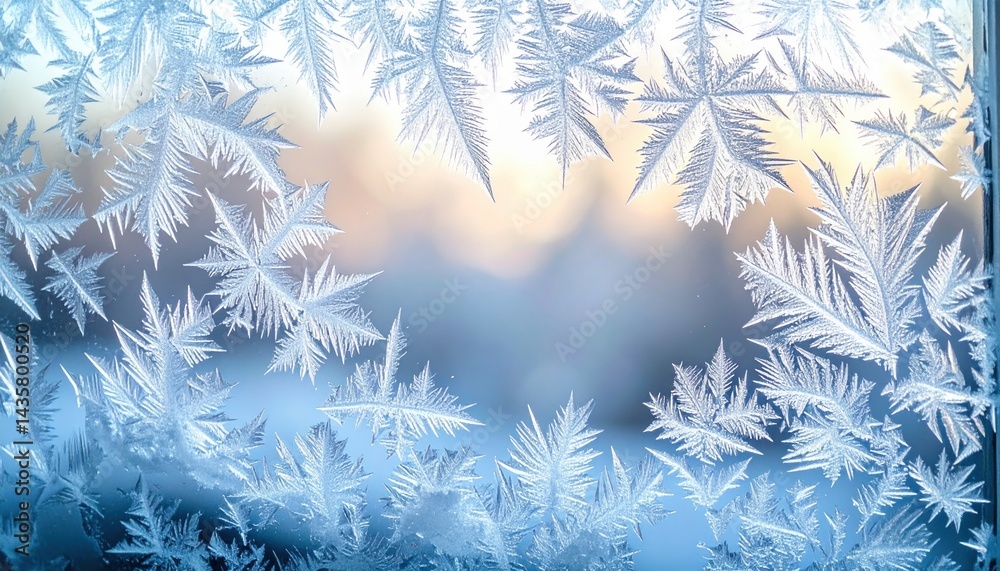 Winter wonderland frosted ice patterns on a window nature photography tranquil morning macro view artistry