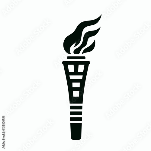  very simple flat and single minimalist Sport Torch Silhouettes in black on a white background