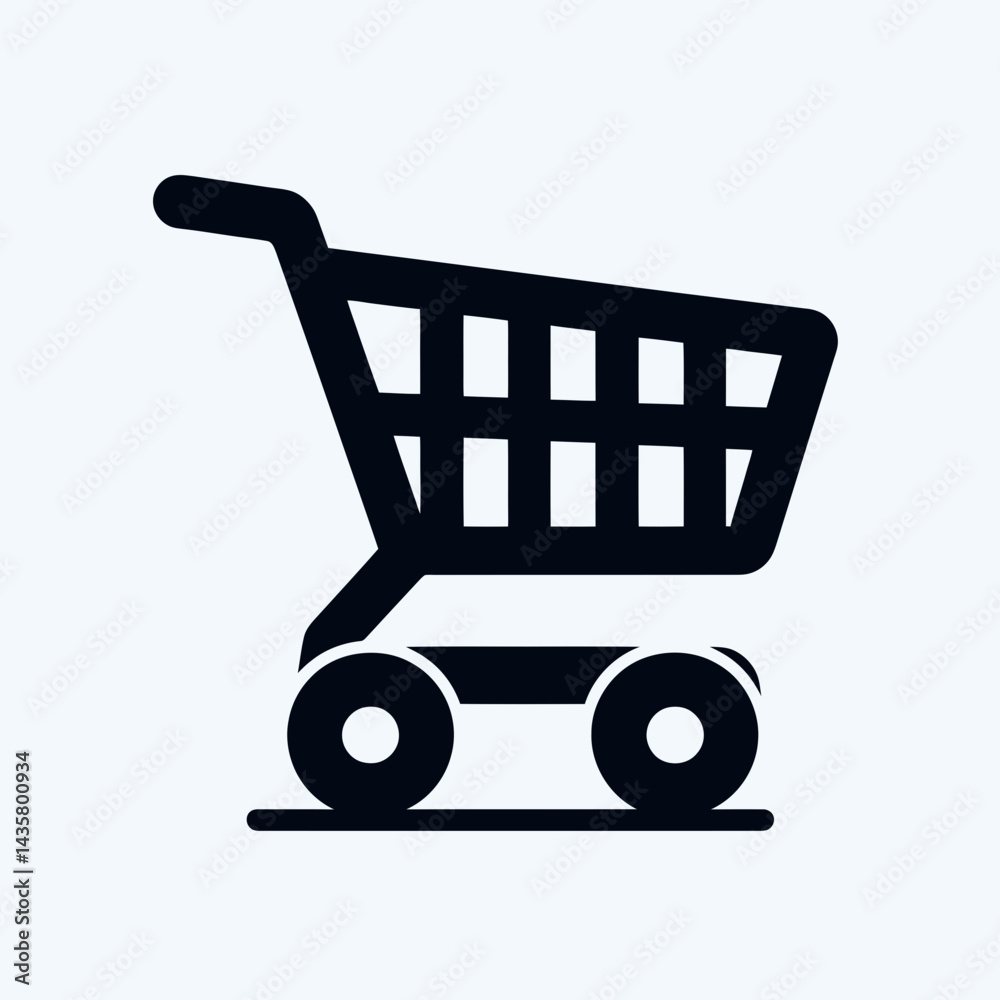 custom made wallpaper toronto digital very simple flat and single minimalist Shopping Cart Silhouettes in black on a white background 