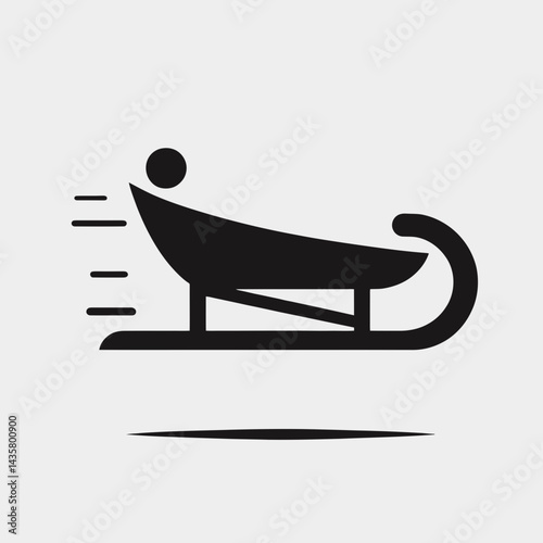 very simple flat and single minimalist Luge Silhouettes in black on a white background