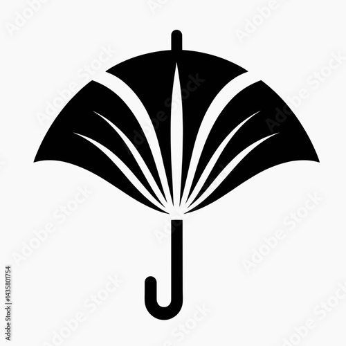  very simple flat and single minimalist Umbrella Silhouettes in black on a white background 