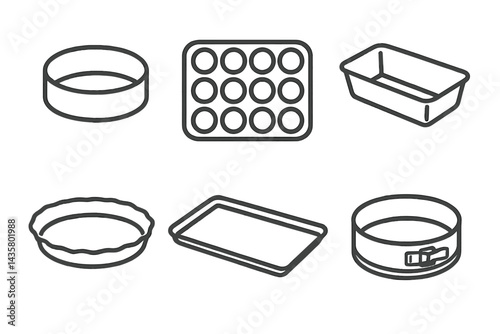 Icons of baking pans include those of cake pans and muffin tins