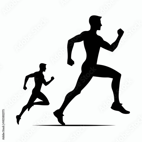  very simple flat and single minimalist Jogging Silhouettes in black on a white background 