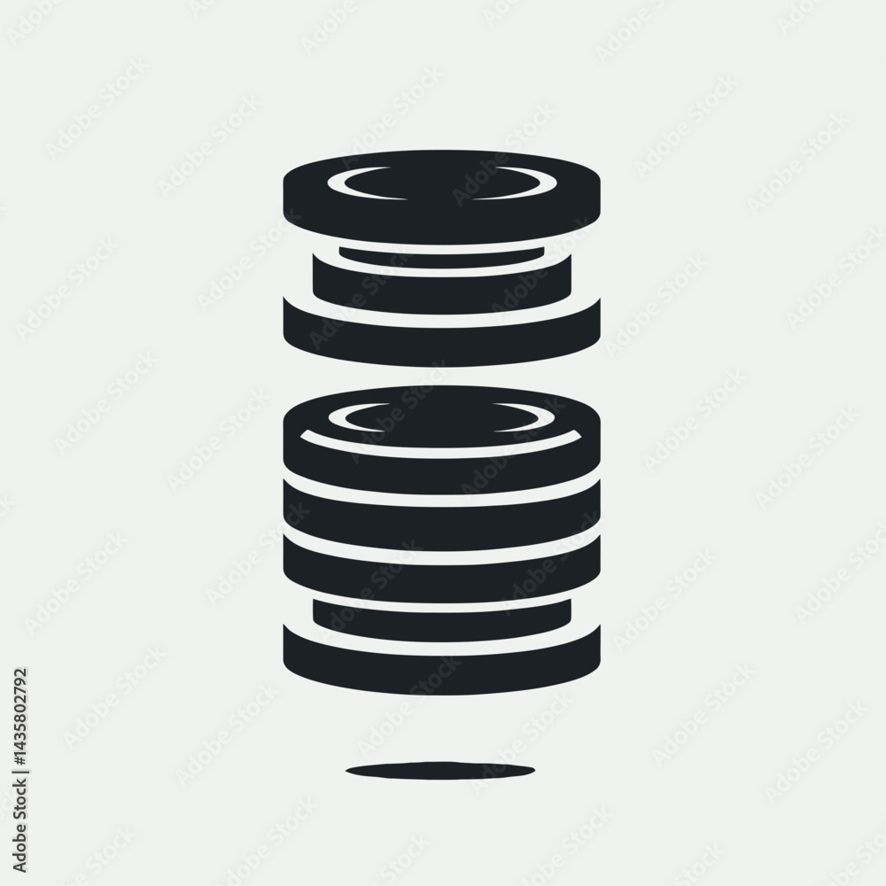 very simple flat and single minimalist Coin Stack Silhouettes in black on a white background very simple flat and single minimalist Coin Stack Silhouettes in black on a white background