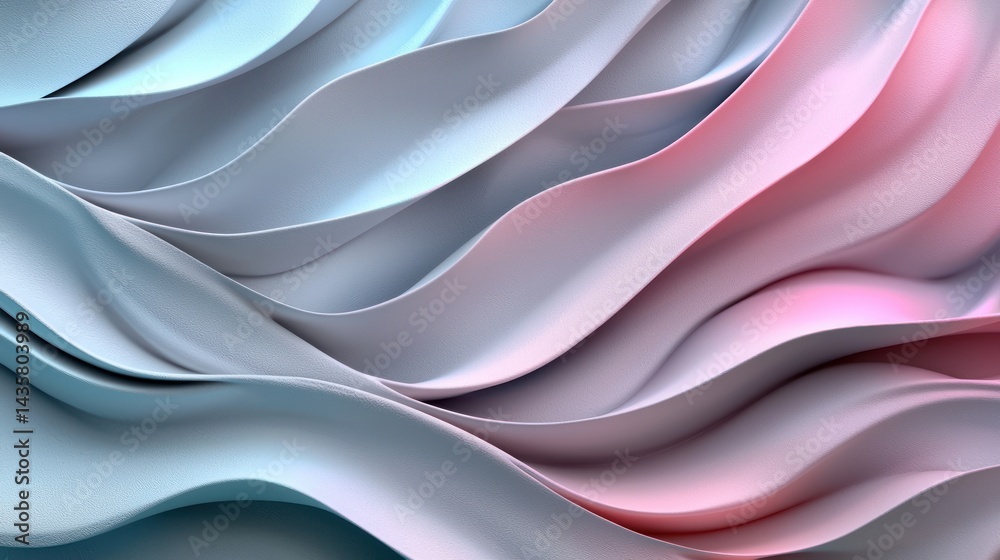 Fototapeta premium Abstract pastel waves in 3D render