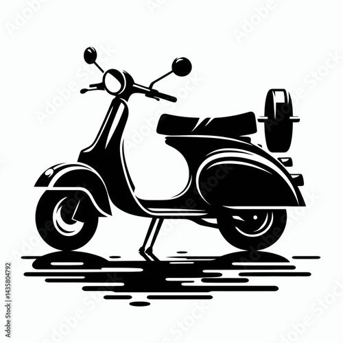  very simple flat and single minimalist Scooter Silhouettes in black on a white background 