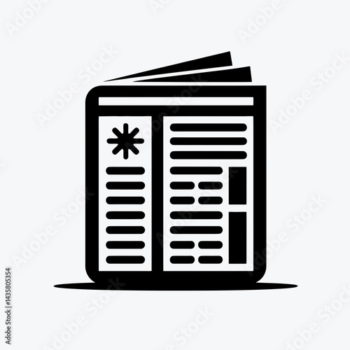  very simple flat and single minimalist Newspaper Silhouettes in black on a white background 