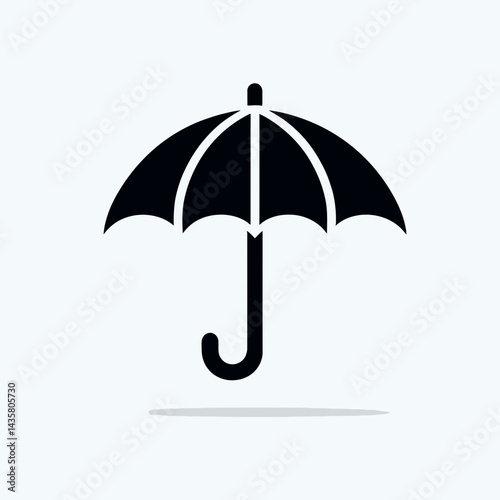  very simple flat and single minimalist Closed Umbrella Silhouettes in black on a white background 