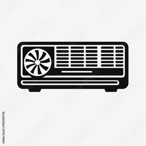  very simple flat and single minimalist Air Conditioner Silhouettes in black on a white background 