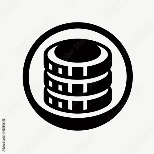  very simple flat and single minimalist Money Coin Silhouettes in black on a white background 