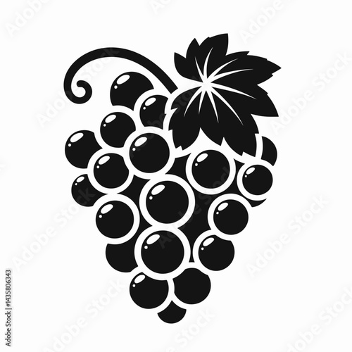  very simple flat and single minimalist Grape Silhouettes in black on a white background