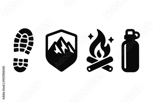 Icons of adventure that depict crucial wilderness symbols