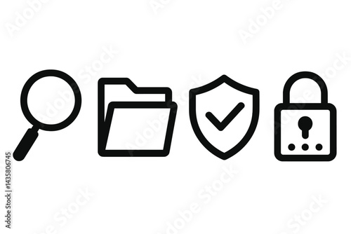 Icons representing compliance with examination, evidence, and data security protocols are highlighted
