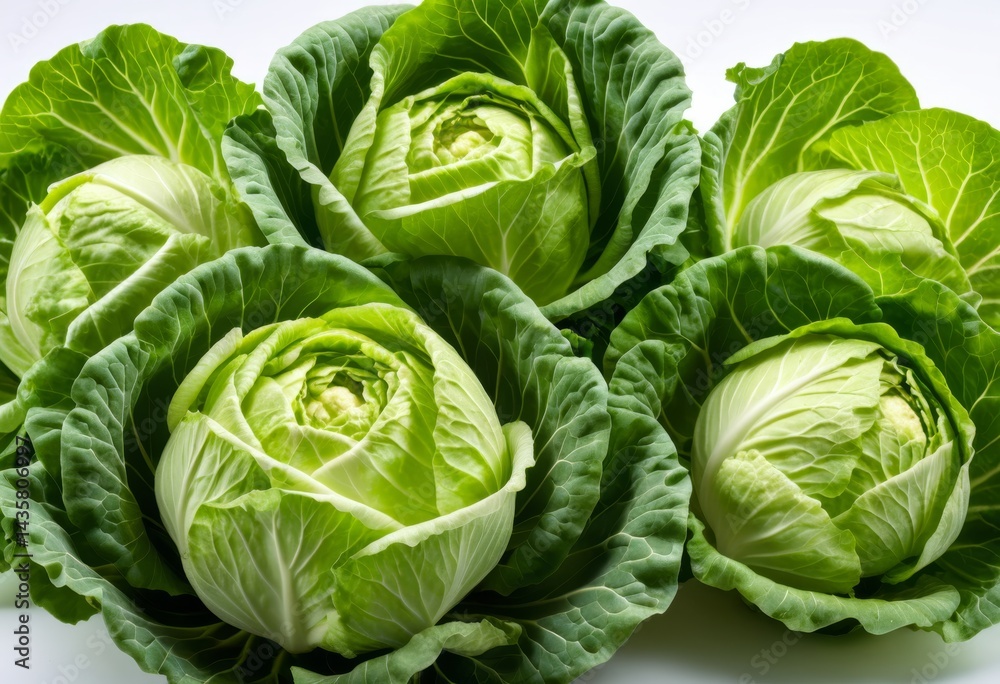 Obraz premium Four cabbage heads on the white surface