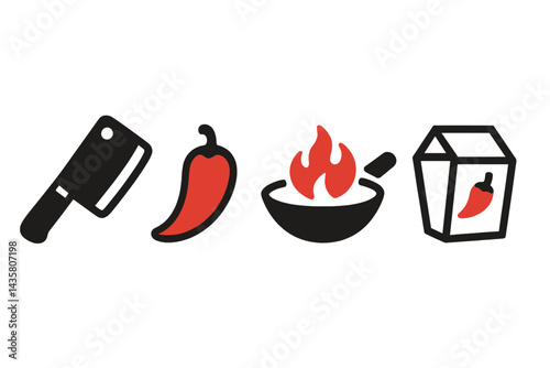 Icons that are packed with flavor illustrate cooking tools and serving