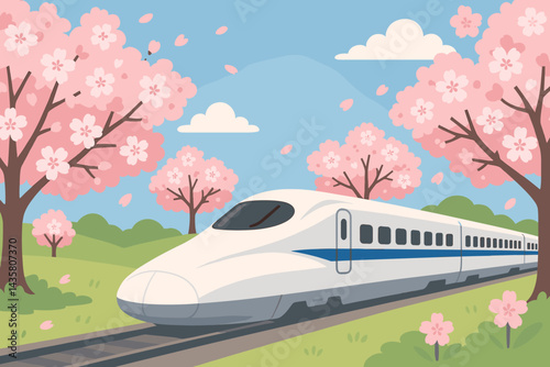The scene of flat transport combines modern rail with the beauty of the seasons