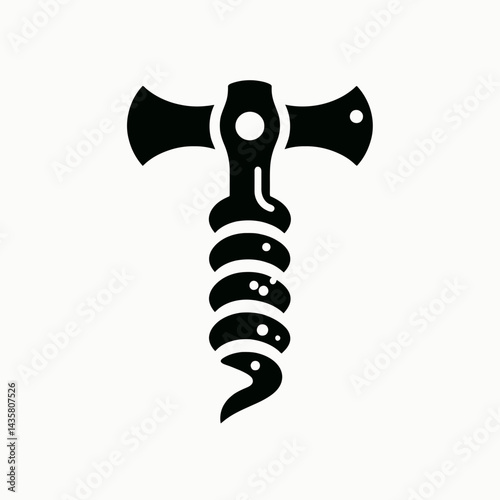  very simple flat and single minimalist Cork Screw Silhouettes in black on a white background 