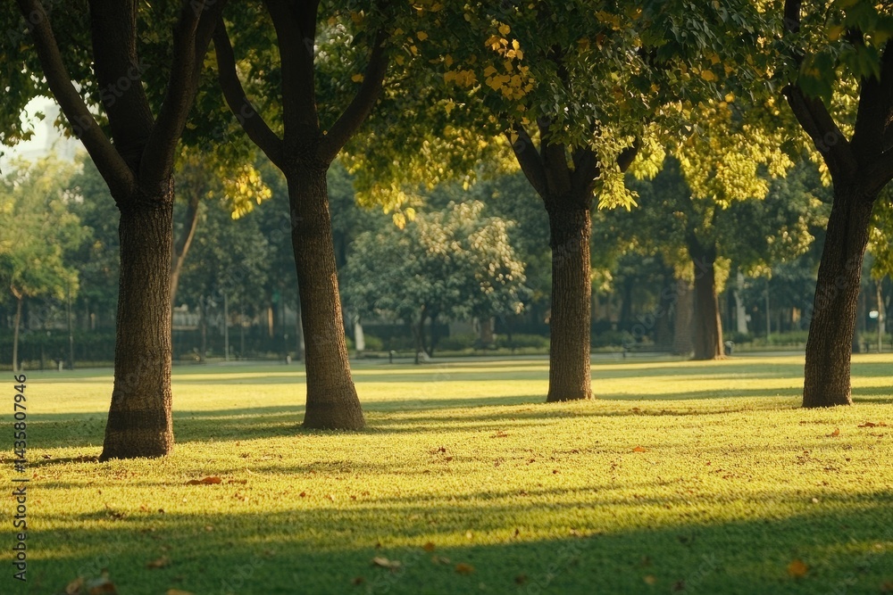 Fototapeta premium Park trees in sunlight