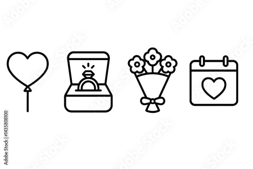 Love-themed icons marking proposals, anniversaries, and dates