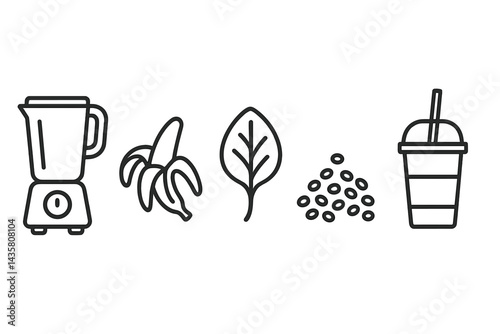 Nutrition icons focusing on blending, ingredients, and serving