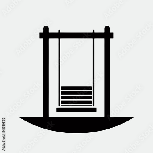  very simple flat and single minimalist Swing Silhouettes in black on a white background 