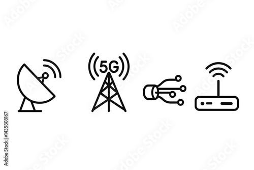 Network icons showing infrastructure for high-speed communication