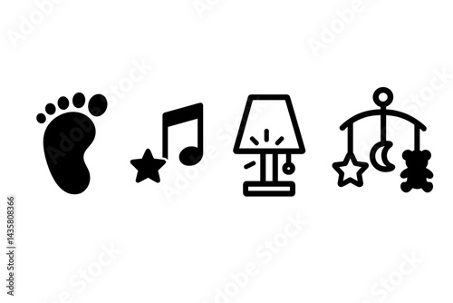 Infant sleep icons illustrating comfort, rhythm, and security