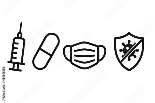 Health-protection icons suitable for awareness campaigns