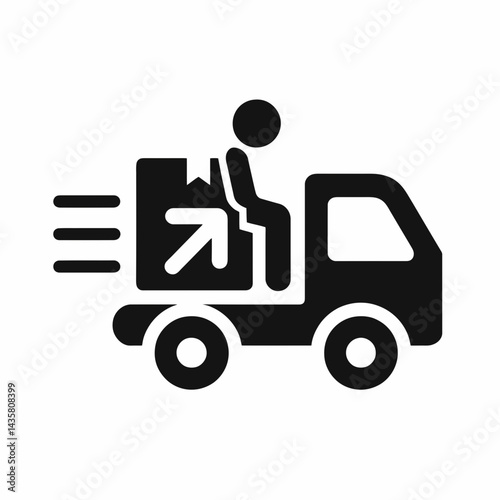  very simple flat and single minimalist New Delivery Silhouettes in black on a white background 