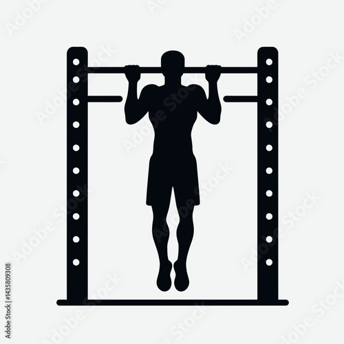  very simple flat and single minimalist Pull Up Bar Silhouettes in black on a white background 