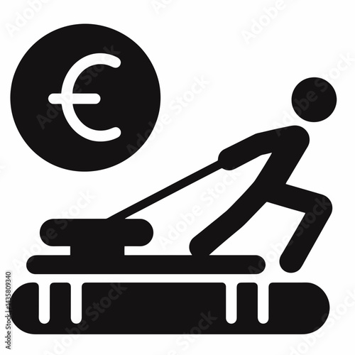  very simple flat and single minimalist Pushing Coin Silhouettes in black on a white background 