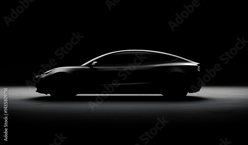 Silhouette of a modern electric car