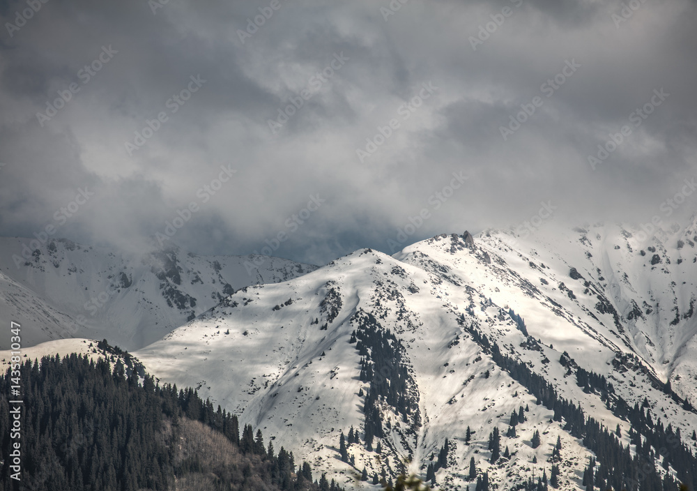 snow covered mountains in winter snow covered mountains in winter