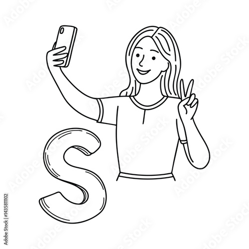 An illustration of letter S stand for Selfie