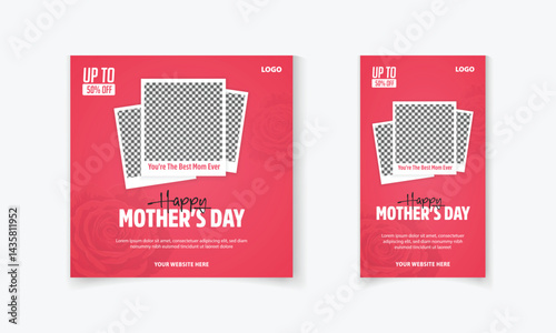 Happy Mother's Day social media post and story  template design for sale, discount offer, promotion