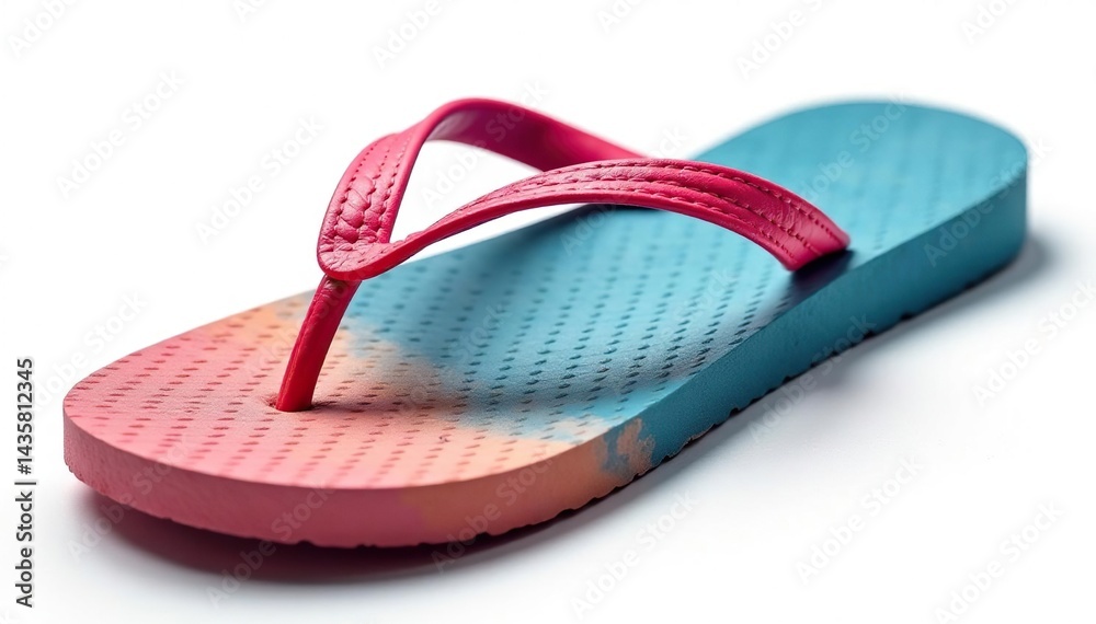 Close-up of a flip-flop, isolated on pure white , footwear, macro Close-up of a flip-flop, isolated on pure white , footwear, macro