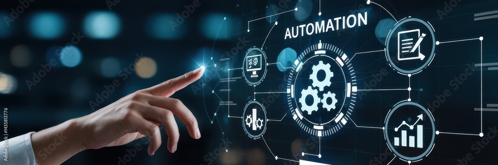 Digital interface depicting process automation. Digital interface depicting process automation.