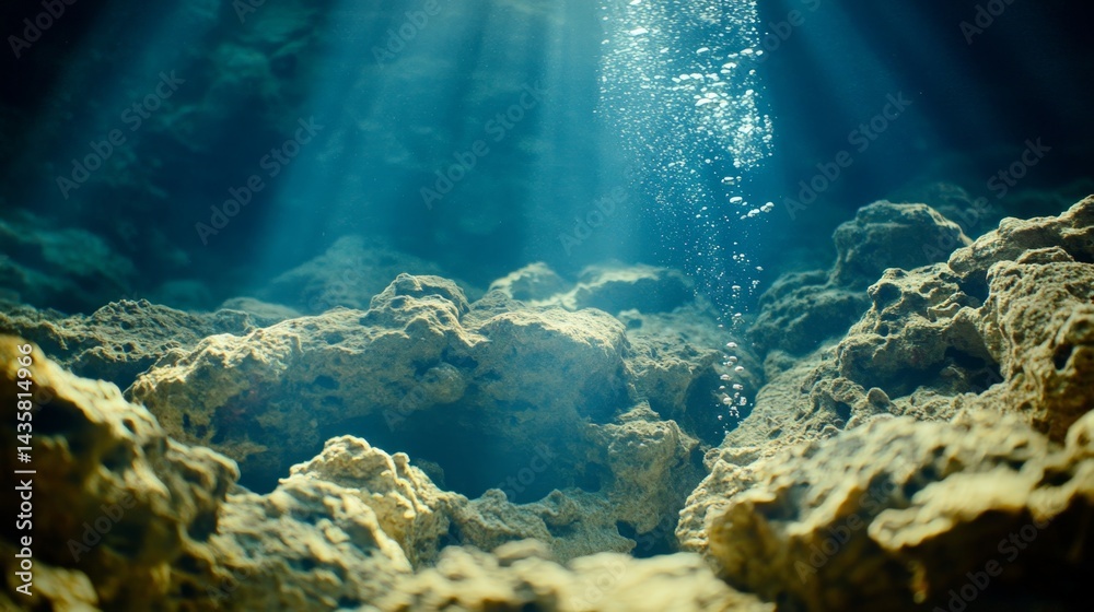 Naklejka premium Vibrant Coral Reef Seabed in Clear Waters