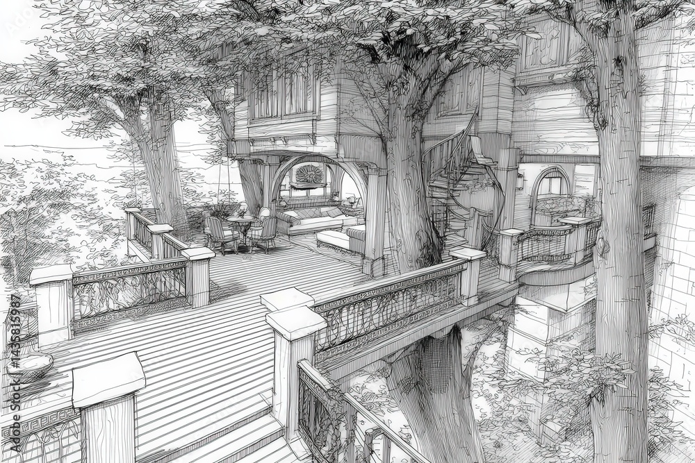 Beautiful Treehouse with Detailed Architectural Design in Nature