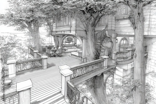 Beautiful Treehouse with Detailed Architectural Design in Nature